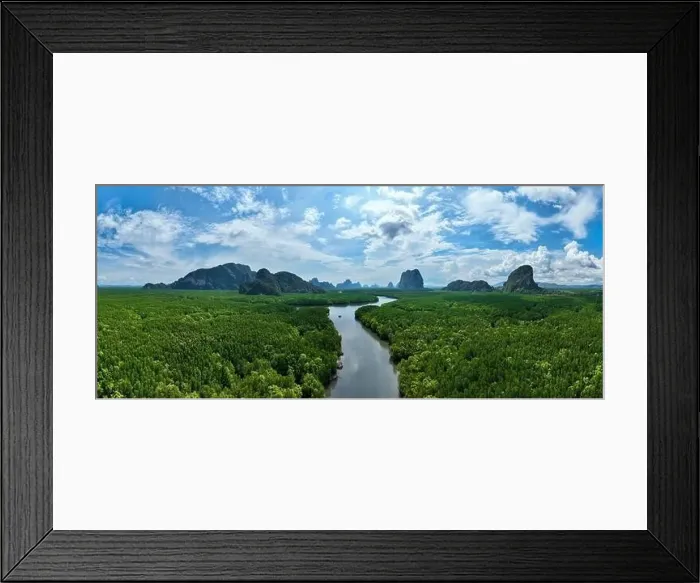 Framed Print : Aerial view drone shot of panorama abundant rainforest mangrove forest trees landscape nature mountains view Framed Print : Aerial view drone shot of panorama abundant rainforest mangrove forest trees landscape nature mountains view