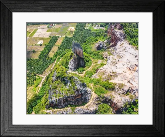 Framed Print : Aerial view of Khao Khuha mountain in Songkhla, Thailand Framed Print : Aerial view of Khao Khuha mountain in Songkhla, Thailand