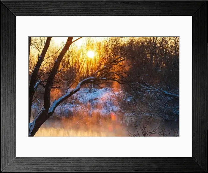 Framed Print : beautiful sunset over winter river Framed Print : beautiful sunset over winter river