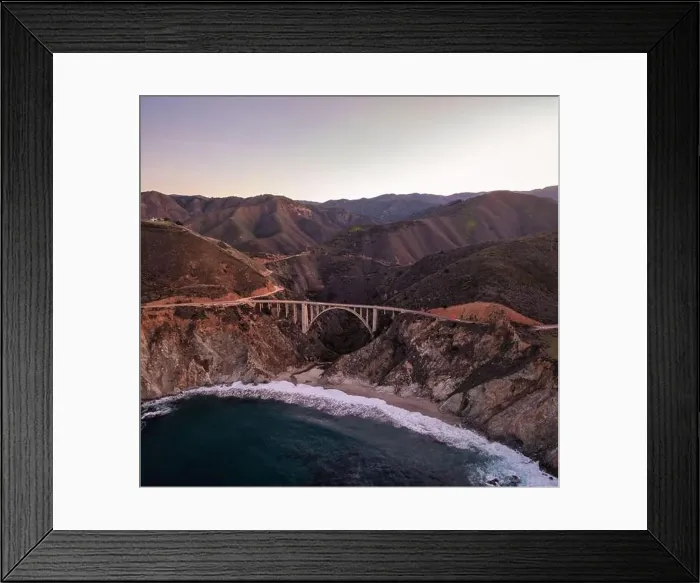 Framed Print : Bixby Bridge in Big Sur California, aerial