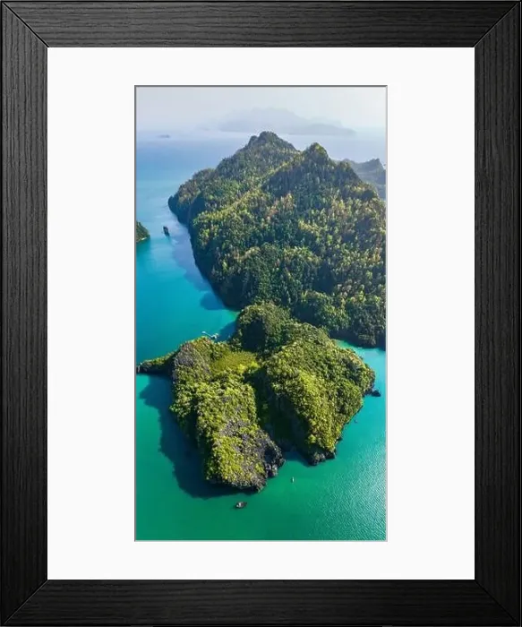 Framed Print : Aerial view of Prasat Hin Pun Yod secret beach in Satun, Thailand Framed Print : Aerial view of Prasat Hin Pun Yod secret beach in Satun, Thailand