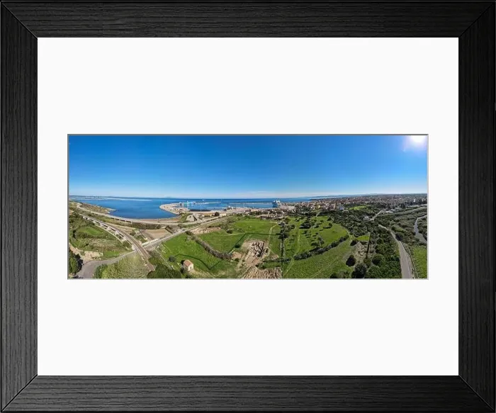 Framed Print : Drone view at the roman archaeological site of Porto Torres on Sardinia in Italy Framed Print : Drone view at the roman archaeological site of Porto Torres on Sardinia in Italy