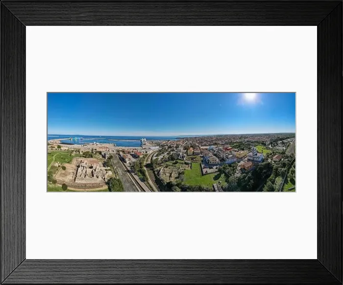 Framed Print : Drone view at the roman archaeological site of Porto Torres on Sardinia in Italy Framed Print : Drone view at the roman archaeological site of Porto Torres on Sardinia in Italy