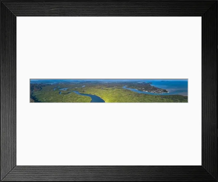 Framed Print : Aerial view of Bo Chet Luk port Harbour with long tail boats, in Satun Geopark, Thailand Framed Print : Aerial view of Bo Chet Luk port Harbour with long tail boats, in Satun Geopark, Thailand