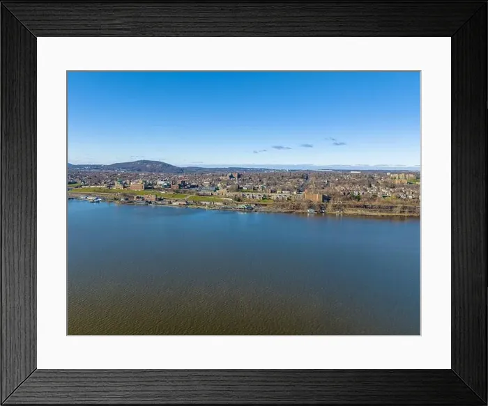 Framed Print : Scenic winter morning aerial photo of Beacon, NY USA from the Hudson River looking east, December 20, 2022 Framed Print : Scenic winter morning aerial photo of Beacon, NY USA from the Hudson River looking east, December 20, 2022