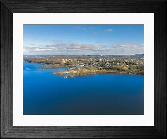 Framed Print : Scenic winter morning aerial photo of Beacon, NY USA from the Hudson River looking east, December 20, 2022 Framed Print : Scenic winter morning aerial photo of Beacon, NY USA from the Hudson River looking east, December 20, 2022