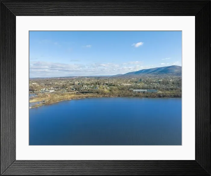 Framed Print : Scenic winter morning aerial photo of Beacon, NY USA from the Hudson River looking east, December 20, 2022 Framed Print : Scenic winter morning aerial photo of Beacon, NY USA from the Hudson River looking east, December 20, 2022