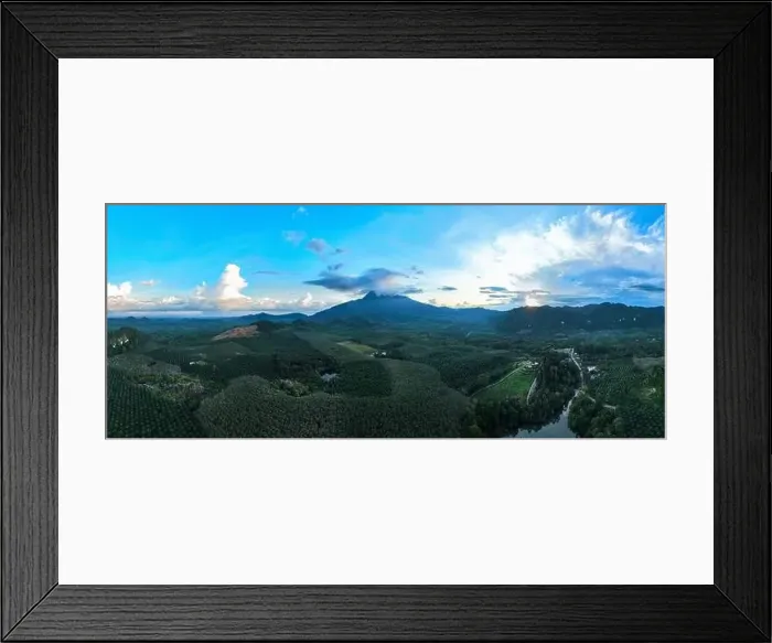 Framed Print : Aerial view drone shot of panorama abundant rainforest landscape nature mountains view Framed Print : Aerial view drone shot of panorama abundant rainforest landscape nature mountains view