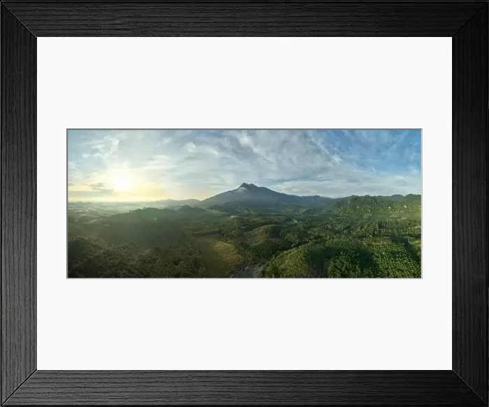 Framed Print : Aerial view drone shot of panorama abundant rainforest landscape nature mountains view Framed Print : Aerial view drone shot of panorama abundant rainforest landscape nature mountains view