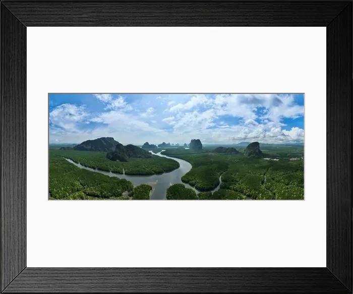 Framed Print : Aerial view drone shot of panorama abundant rainforest mangrove forest trees landscape nature mountains view Framed Print : Aerial view drone shot of panorama abundant rainforest mangrove forest trees landscape nature mountains view