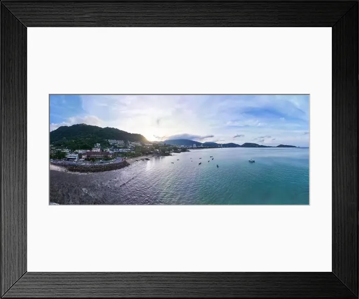 Framed Print : Aerial view drone shot Amazing panorama patong bay phuket island Framed Print : Aerial view drone shot Amazing panorama patong bay phuket island