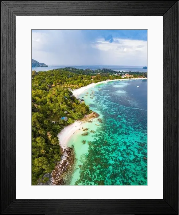 Framed Print : Aerial view of Sanom secret beach in koh Lipe, Satun, Thailand Framed Print : Aerial view of Sanom secret beach in koh Lipe, Satun, Thailand