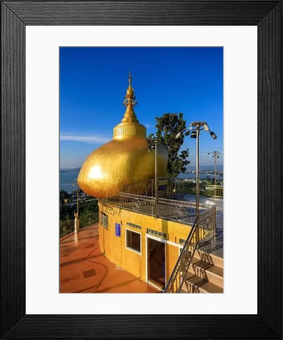 Framed Print : A drone aerial view of Wat Koh Siray is a Theravada Buddhist Thai temple located on Koh Siray near Phuket Framed Print : A drone aerial view of Wat Koh Siray is a Theravada Buddhist Thai temple located on Koh Siray near Phuket
