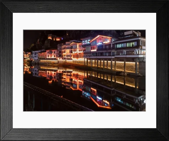Framed Print : Amasya, Turkey - December 22, 2022 : Old Ottoman houses and clock tower view by the Yesilirmak River in Amasya City Framed Print : Amasya, Turkey - December 22, 2022 : Old Ottoman houses and clock tower view by the Yesilirmak River in Amasya City