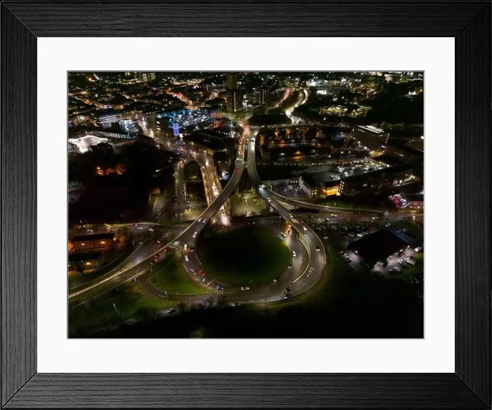 Framed Print : Aerial View of Burdock Way, the A58 road in Halifax West Yorkshire Framed Print : Aerial View of Burdock Way, the A58 road in Halifax West Yorkshire