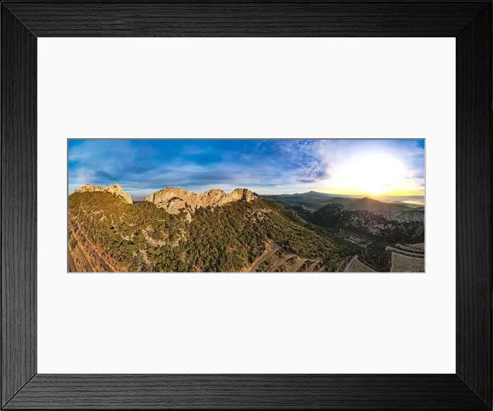 Framed Print : Aerial fly over the Dentelles de Montmirail during sunrise in Provence France Framed Print : Aerial fly over the Dentelles de Montmirail during sunrise in Provence France