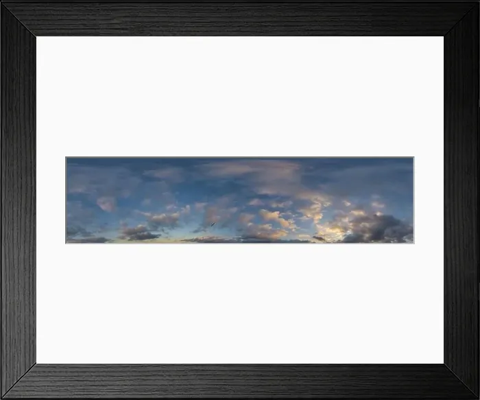 Framed Print : Dark blue sunset sky panorama with Cumulus clouds Framed Print : Dark blue sunset sky panorama with Cumulus clouds