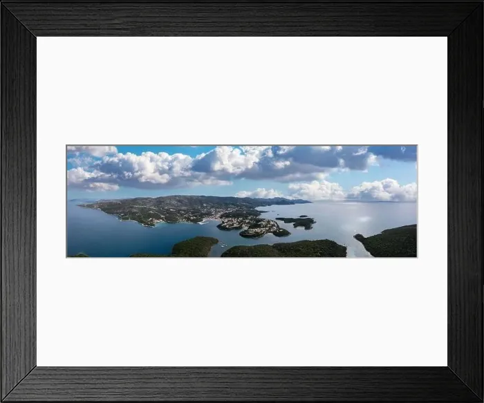 Framed Print : Syvota Greece. Aerial panoramic view of Sivota sandy beaches and islands Framed Print : Syvota Greece. Aerial panoramic view of Sivota sandy beaches and islands