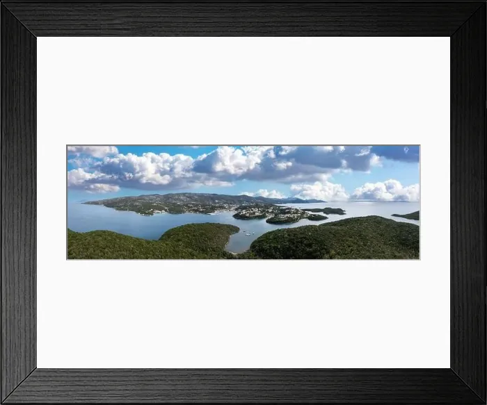 Framed Print : Sivota Greece. Aerial panoramic view of Syvota sandy beaches and islands Framed Print : Sivota Greece. Aerial panoramic view of Syvota sandy beaches and islands