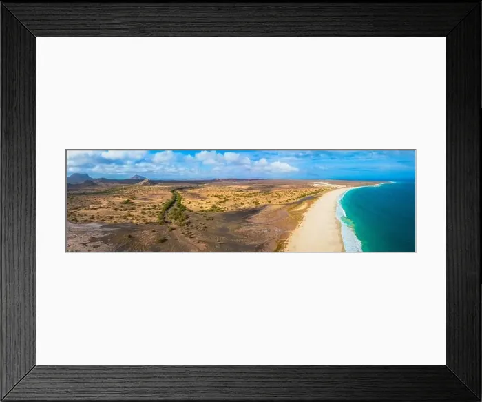 Framed Print : Aerial view of landscape near atlantic ocean at Santa Monica Beach, Cape Verde Framed Print : Aerial view of landscape near atlantic ocean at Santa Monica Beach, Cape Verde