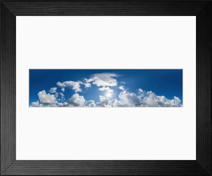 Framed Print : Blue sky panorama with puffy Cumulus clouds Framed Print : Blue sky panorama with puffy Cumulus clouds