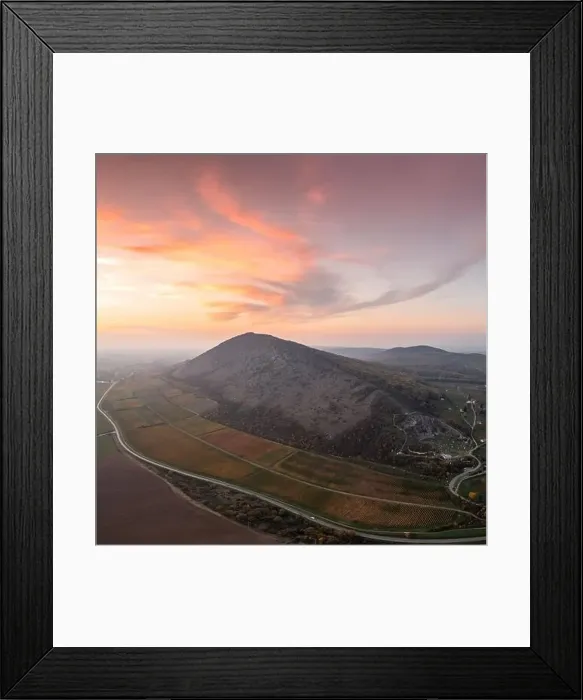 Framed Print : Aerial view of Szarsomlyo mountain with beautiful sunset Framed Print : Aerial view of Szarsomlyo mountain with beautiful sunset
