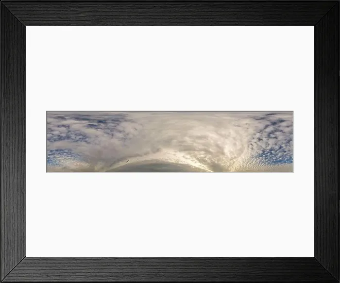 Framed Print : Overcast sky panorama on rainy day with Stratocumulus clouds in seamless spherical equirectangular format Framed Print : Overcast sky panorama on rainy day with Stratocumulus clouds in seamless spherical equirectangular format