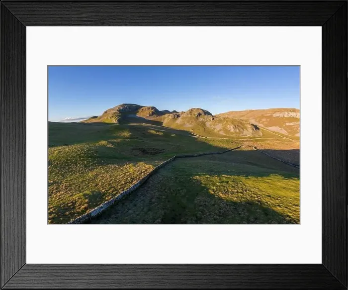 Framed Print : An aerial view of a collection of Limestone Hills situated near the North Yorkshire Village of Settle, UK