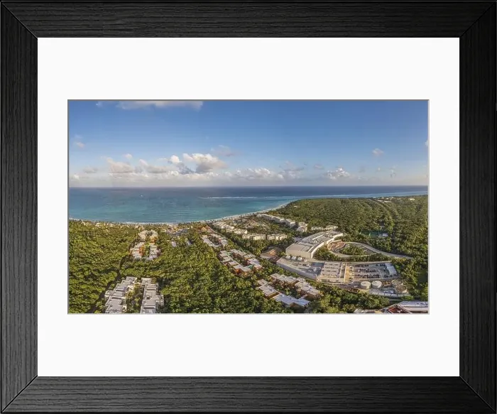 Framed Print : Drone panorama of a hotel complex on the Gulf Coast of Mexico's Yucatan Peninsula during the daytime Framed Print : Drone panorama of a hotel complex on the Gulf Coast of Mexico's Yucatan Peninsula during the daytime