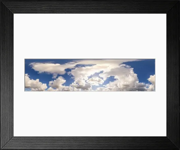 Framed Print : Blue sky panorama with puffy Cumulus clouds Framed Print : Blue sky panorama with puffy Cumulus clouds