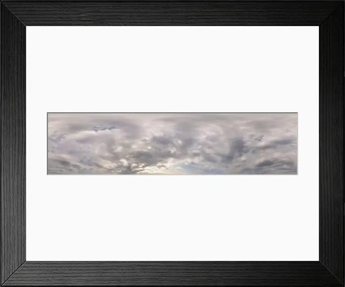 Framed Print : Overcast sky panorama on rainy day with Nimbostratus clouds in seamless spherical equirectangular format Framed Print : Overcast sky panorama on rainy day with Nimbostratus clouds in seamless spherical equirectangular format