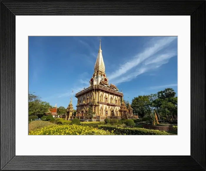 Framed Print : Aerial drone view of Wat Chalong a Thai buddhist temple located in Phuket, Thailand