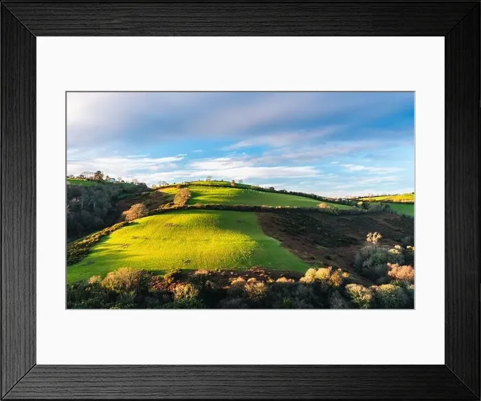Framed Print : Fields and Farms over Man Sands from a drone, Brixham, Kingswear, Devon, England, Europe Framed Print : Fields and Farms over Man Sands from a drone, Brixham, Kingswear, Devon, England, Europe