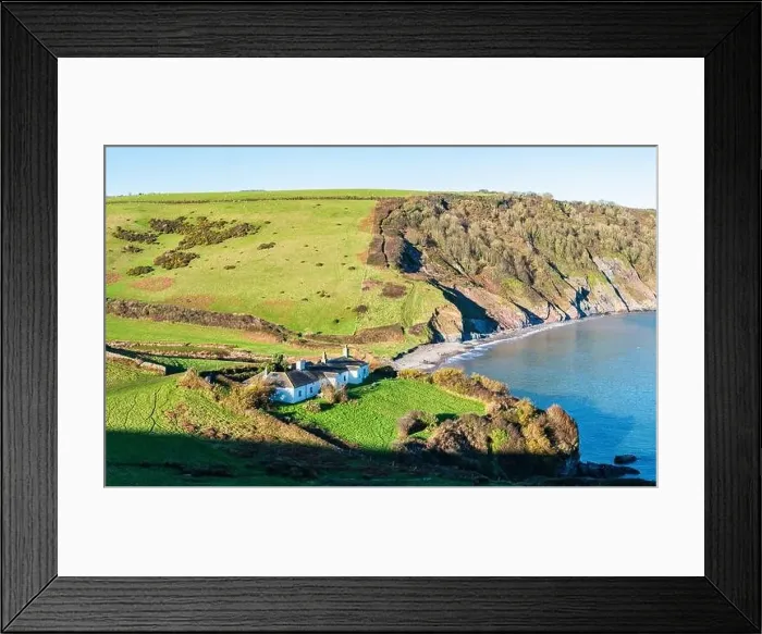 Framed Print : Fields and Farms over Man Sands from a drone, Brixham, Kingswear, Devon, England, Europe Framed Print : Fields and Farms over Man Sands from a drone, Brixham, Kingswear, Devon, England, Europe