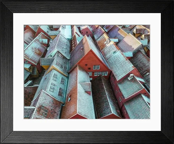 Framed Print : Roofs Covered with Snow. Aerial View Framed Print : Roofs Covered with Snow. Aerial View