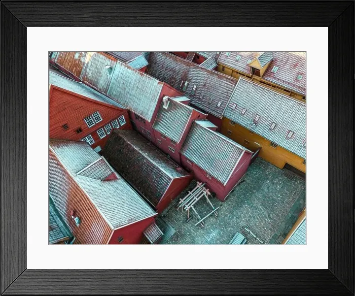 Framed Print : Roofs Covered with Snow. Aerial View Framed Print : Roofs Covered with Snow. Aerial View
