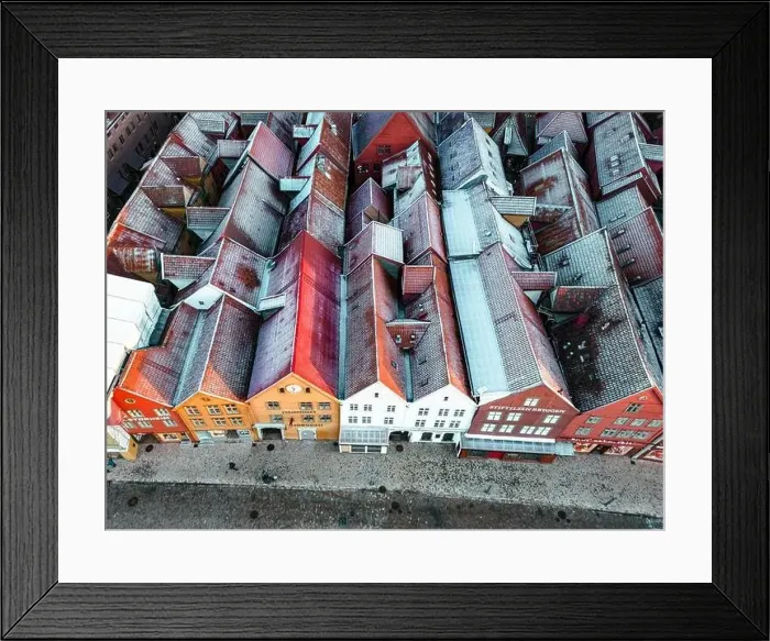 Framed Print : Roofs Covered with Snow. Aerial View Framed Print : Roofs Covered with Snow. Aerial View
