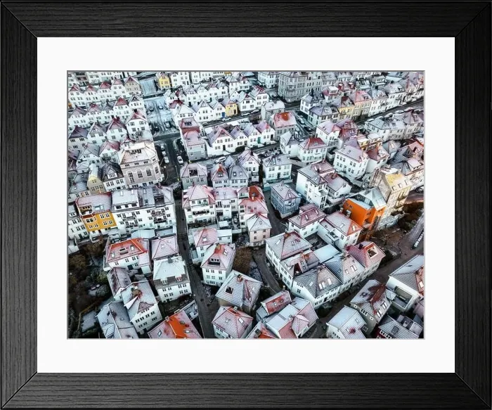 Framed Print : Roofs Covered with Snow. Aerial View Framed Print : Roofs Covered with Snow. Aerial View
