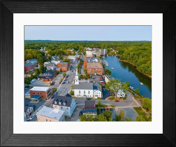 Framed Print : Newmarket Community Church aerial view on Main Street in historic town center of Newmarket, New Hampshire NH, USA Framed Print : Newmarket Community Church aerial view on Main Street in historic town center of Newmarket, New Hampshire NH, USA