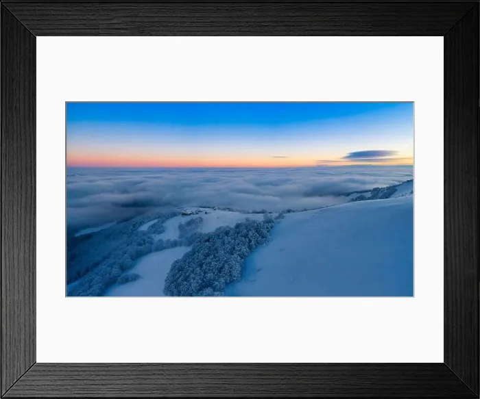 Framed Print : Snow-covered mountain peaks at dawn Framed Print : Snow-covered mountain peaks at dawn