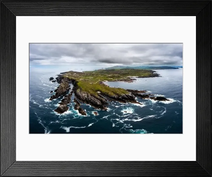 Framed Print : Panorama drone view of Malin Head and the northernmost point of Ireland Framed Print : Panorama drone view of Malin Head and the northernmost point of Ireland