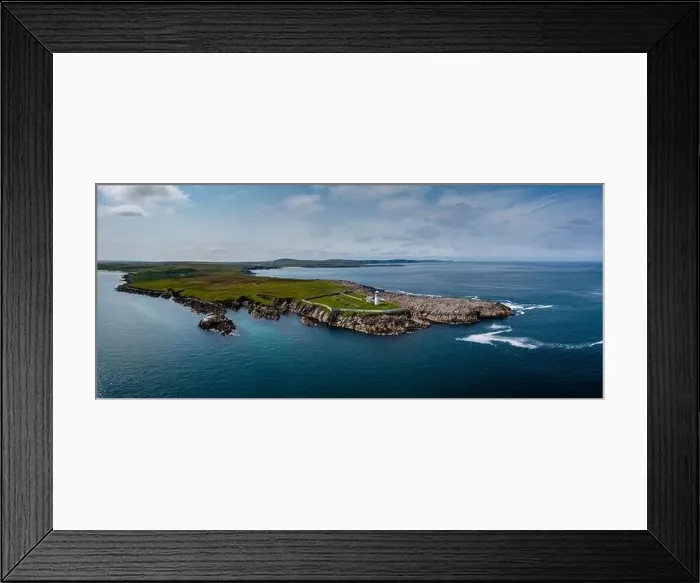 Framed Print : A drone panorama landscape of Boradhaven Bay and the hsitoric Broadhaven Lighthouse on Gubbacashel P Framed Print : A drone panorama landscape of Boradhaven Bay and the hsitoric Broadhaven Lighthouse on Gubbacashel P