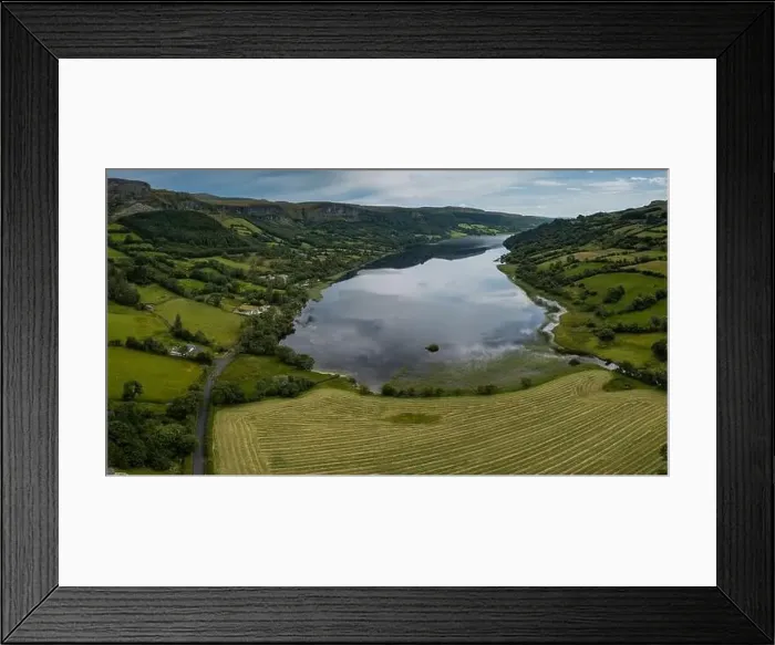 Framed Print : Panorama aerial landscape view of Glencar Lough in western Ireland Framed Print : Panorama aerial landscape view of Glencar Lough in western Ireland