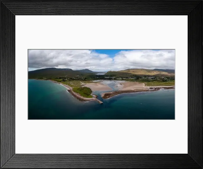 Framed Print : A panorama landscape of the village and harbor of Mulranny in County Mayo of western Ireland Framed Print : A panorama landscape of the village and harbor of Mulranny in County Mayo of western Ireland