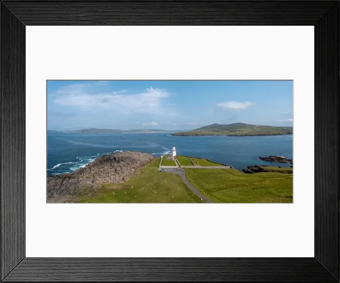 Framed Print : Gubbacashel Point at the entrance of Broadhaven Bay with the historic Ballyglass Lighthouse
