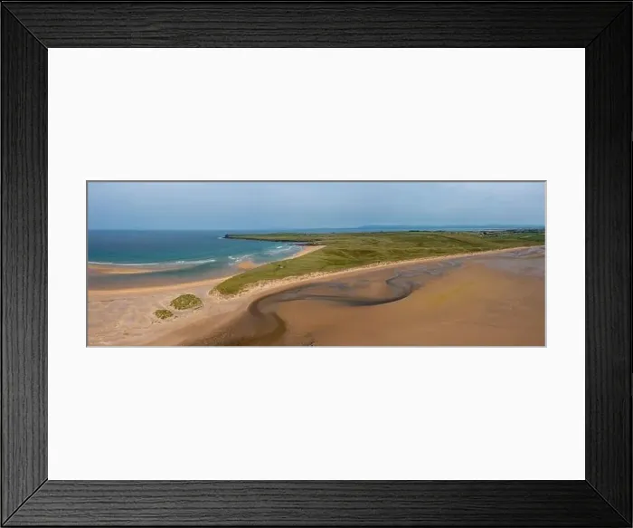 Framed Print : Panorama drone landscape view of the beautiful golden sand beach at Lacken Strand on the coast of North Mayo in Ireland Framed Print : Panorama drone landscape view of the beautiful golden sand beach at Lacken Strand on the coast of North Mayo in Ireland