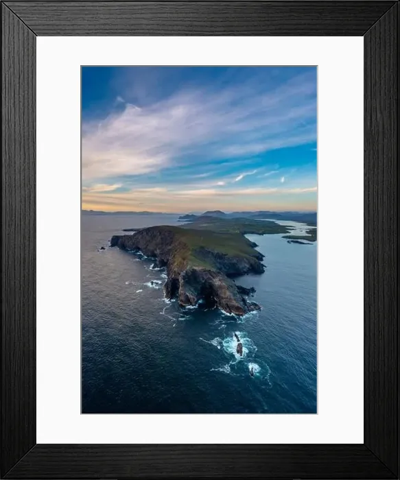 Framed Print : Vertical panorama landscape of the Bray Head cliffs on Valentia Island at sunset Framed Print : Vertical panorama landscape of the Bray Head cliffs on Valentia Island at sunset