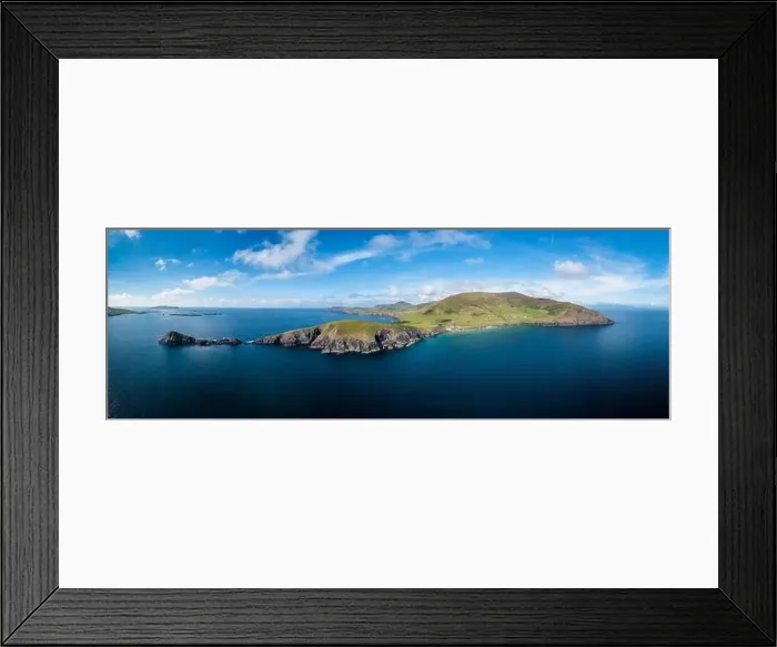 Framed Print : Aerial panorama view of Slea Head and the Dingle Peninsula in County Kerry of western Ireland Framed Print : Aerial panorama view of Slea Head and the Dingle Peninsula in County Kerry of western Ireland