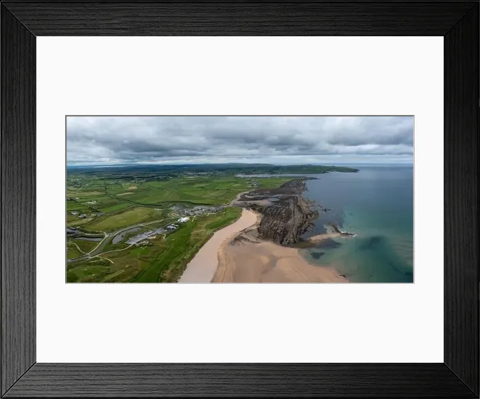 Framed Print : Aerial view of Doughmore Bay and Beach with the Trump International Golf Club hotel and golf course Framed Print : Aerial view of Doughmore Bay and Beach with the Trump International Golf Club hotel and golf course