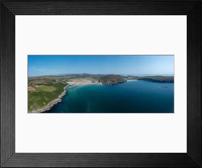 Framed Print : A panorama aerial view of Barley Cove Beach on the Mizen Peninsula of West Cork in Ireland Framed Print : A panorama aerial view of Barley Cove Beach on the Mizen Peninsula of West Cork in Ireland